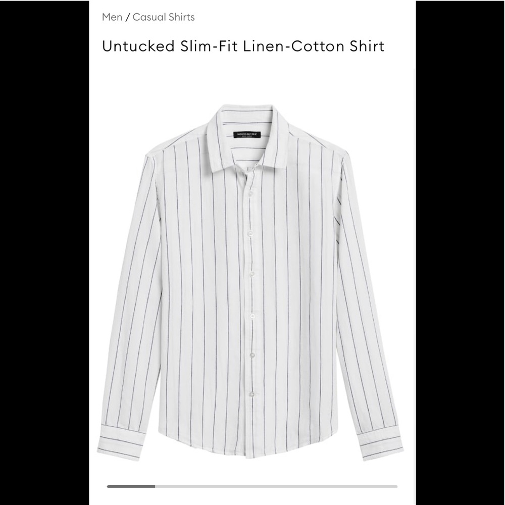 NWOT Banana Republic Un-Tucked Linen Cotton Shirt